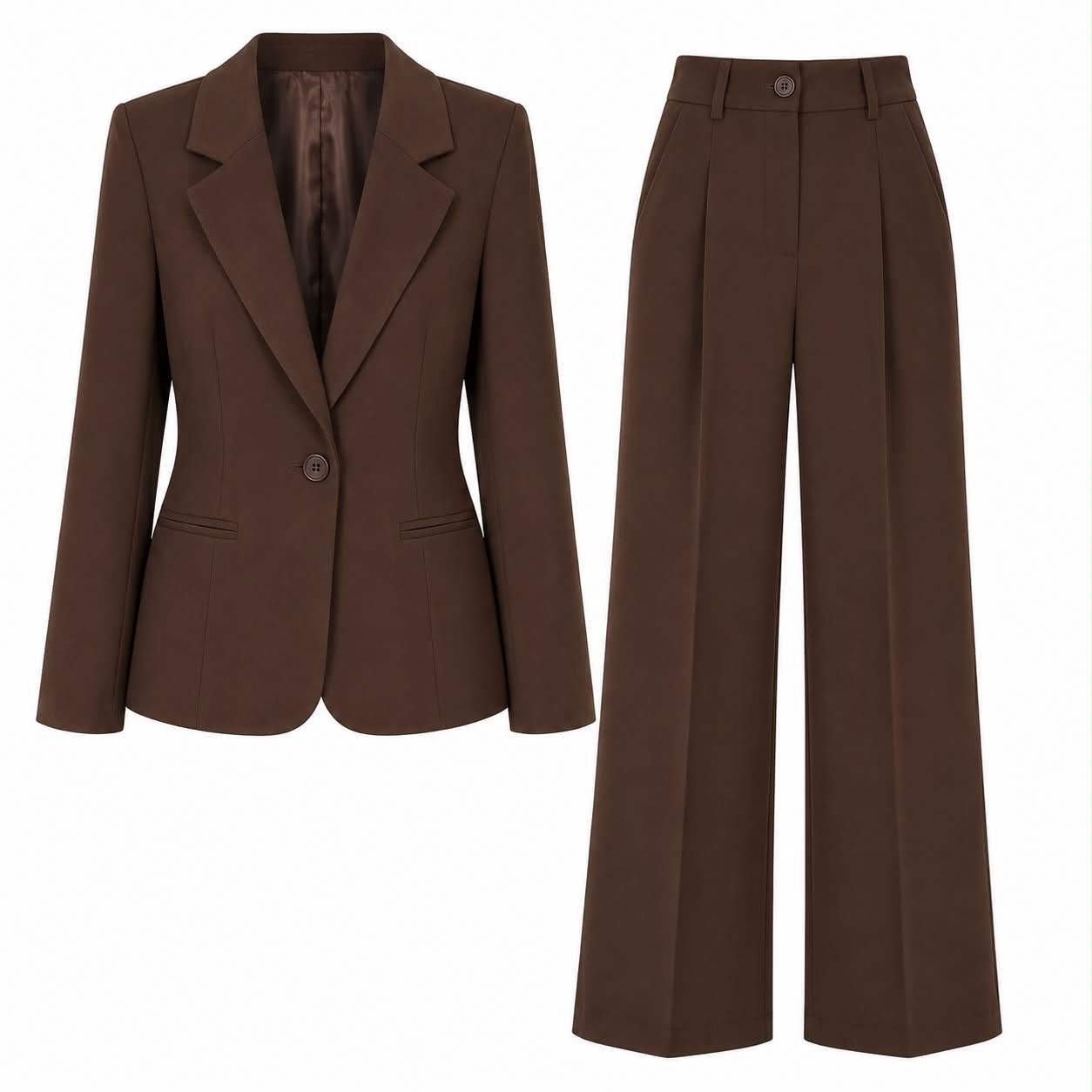 COMPLETO ELEGANTE MARRONE CON BLAZER E PANTALONI PALAZZO