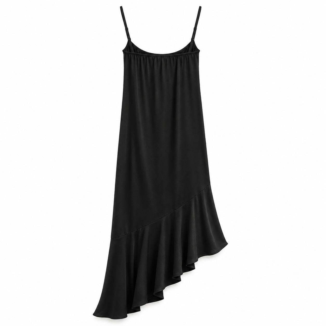 Abito Satin Nero Asimmetrico