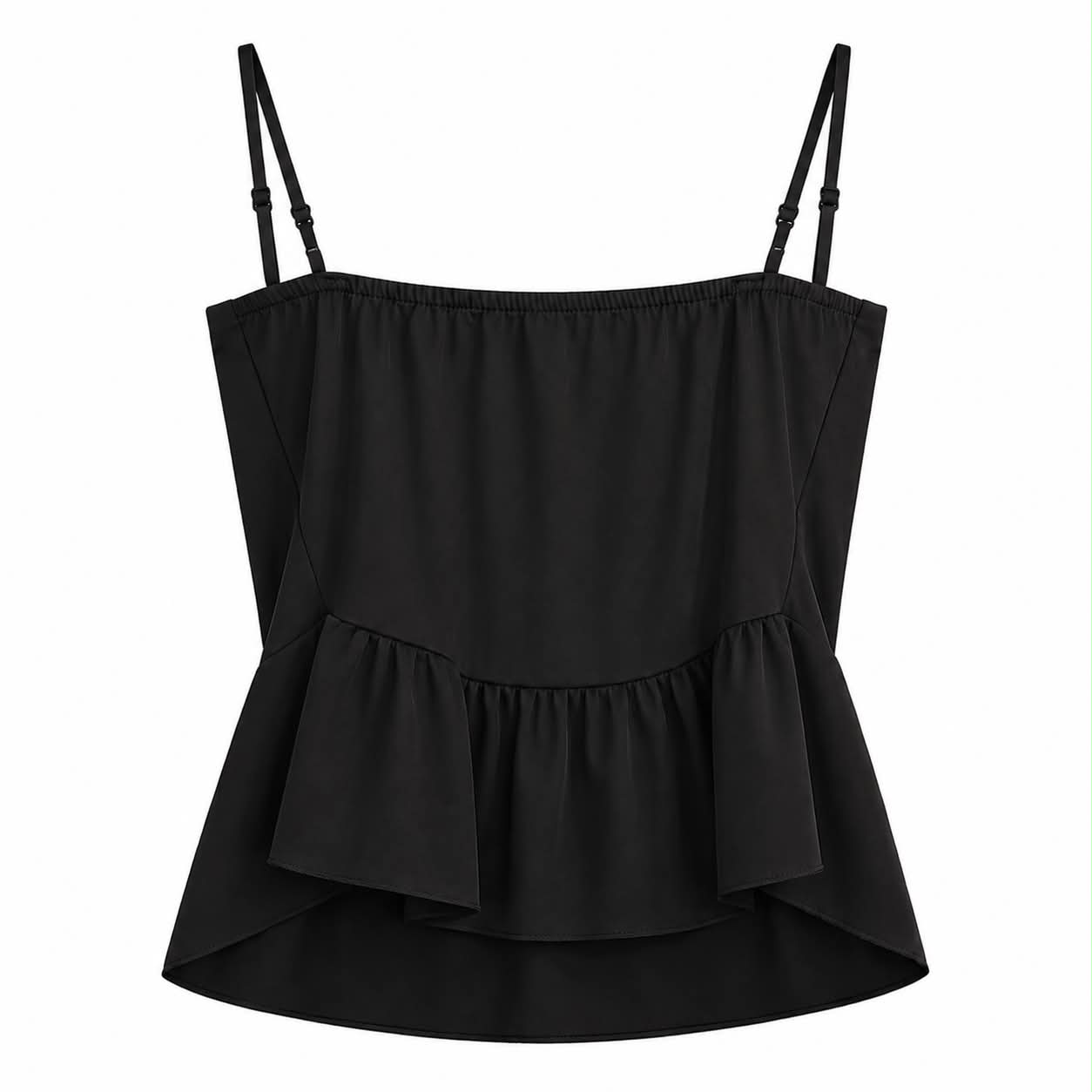 Top Nero Strutturato con Balza