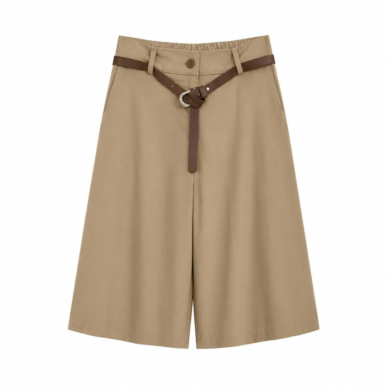 Bermuda Ampio Beige con Cintura