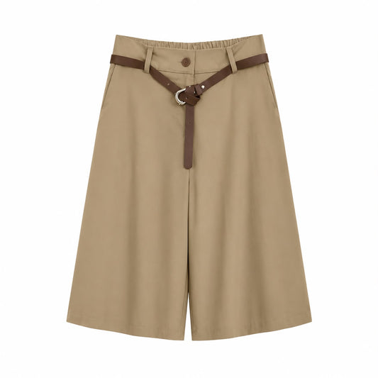 Bermuda Ampio Beige con Cintura
