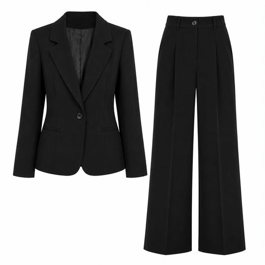 COMPLETO NERO ELEGANTE CON BLAZER E PANTALONI PALAZZO