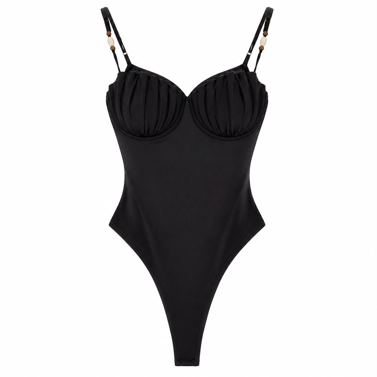 Body Nero con Coppe Drappeggiate