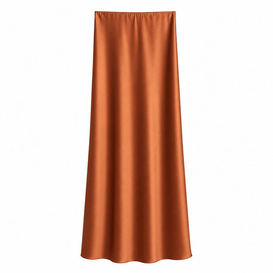 Gonna Lunga Effetto Raso Color Terracotta