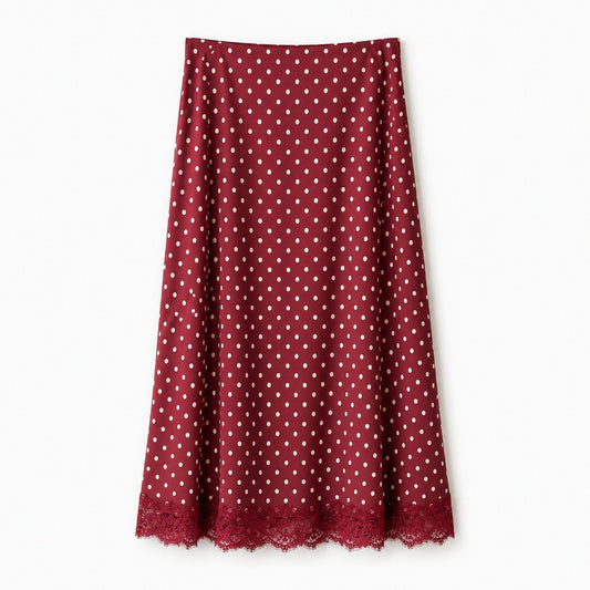 Gonna Bordeaux a Pois con Pizzo