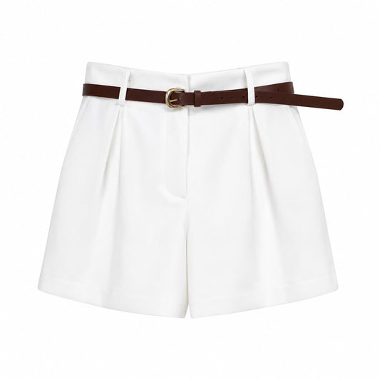 Shorts Eleganti Bianchi con Cintura
