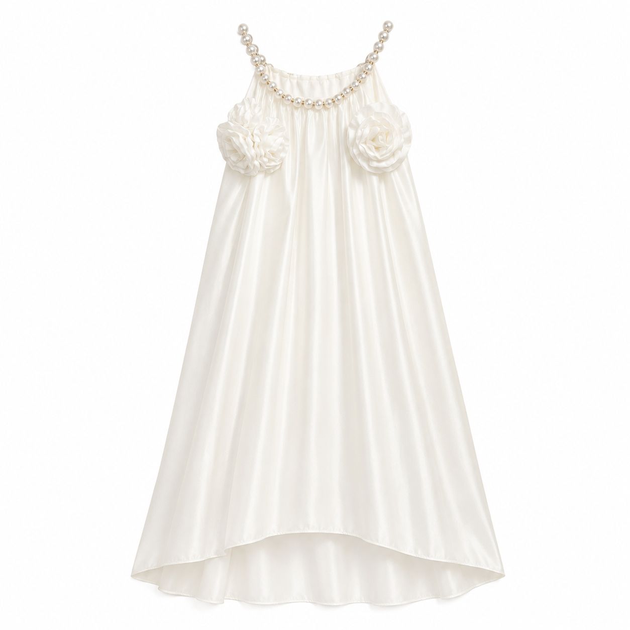 Abito Satin Avorio con Perle