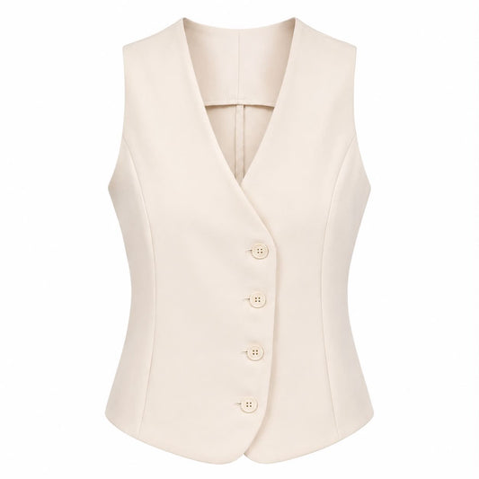 GILET ELEGANTE BEIGE SENZA MANICHE