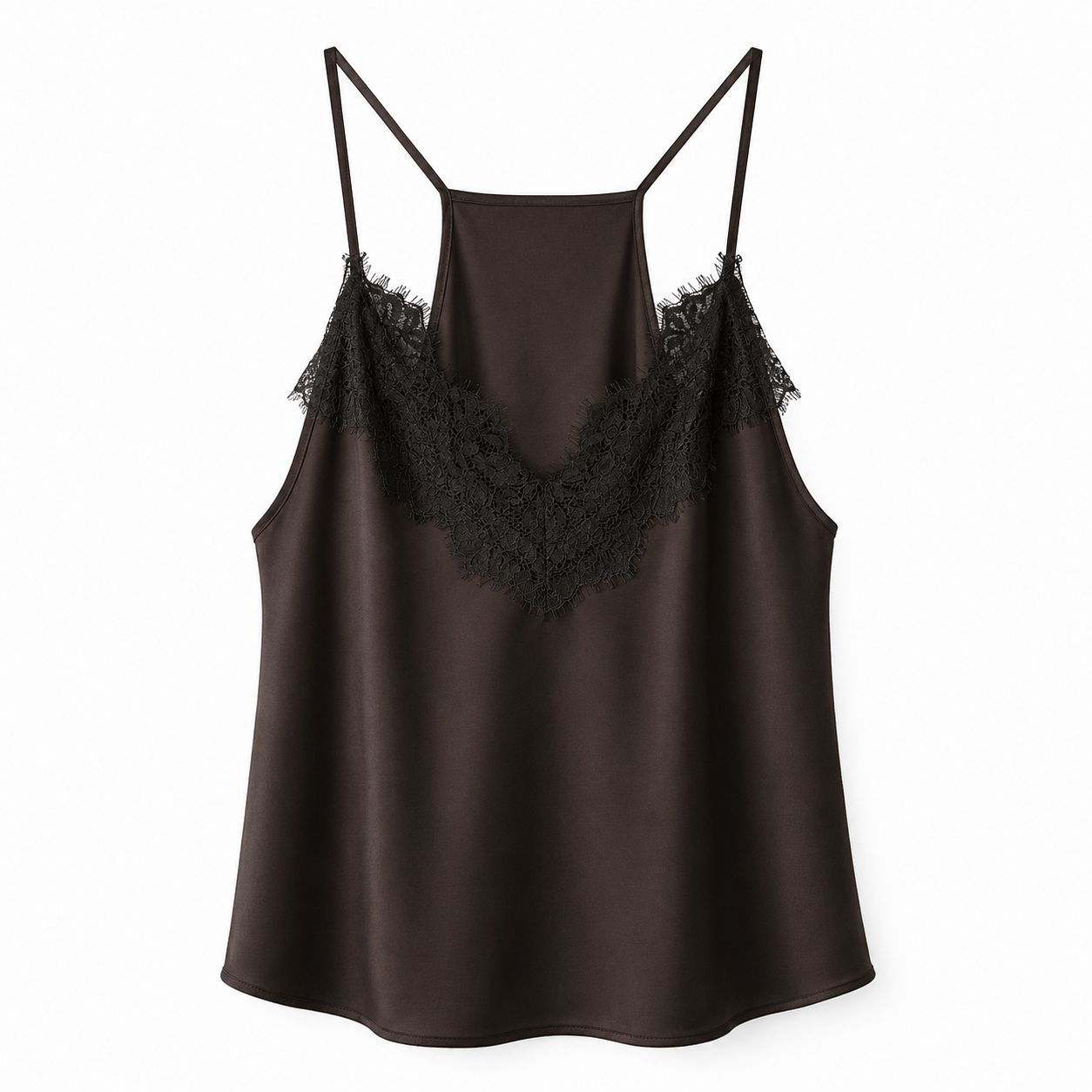 Top Satin Cioccolato con Pizzo