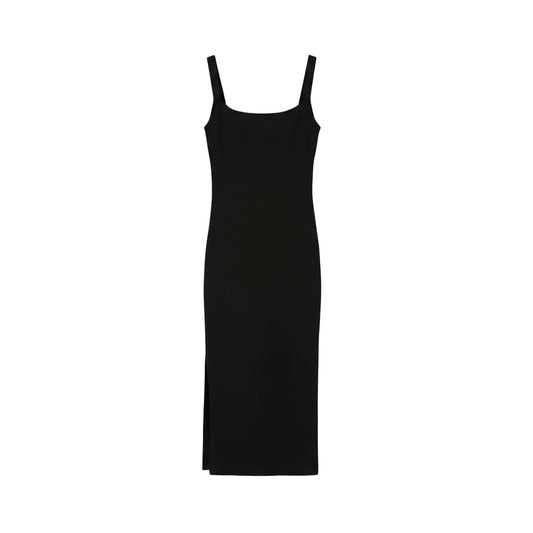 Abito midi nero con schiena aperta