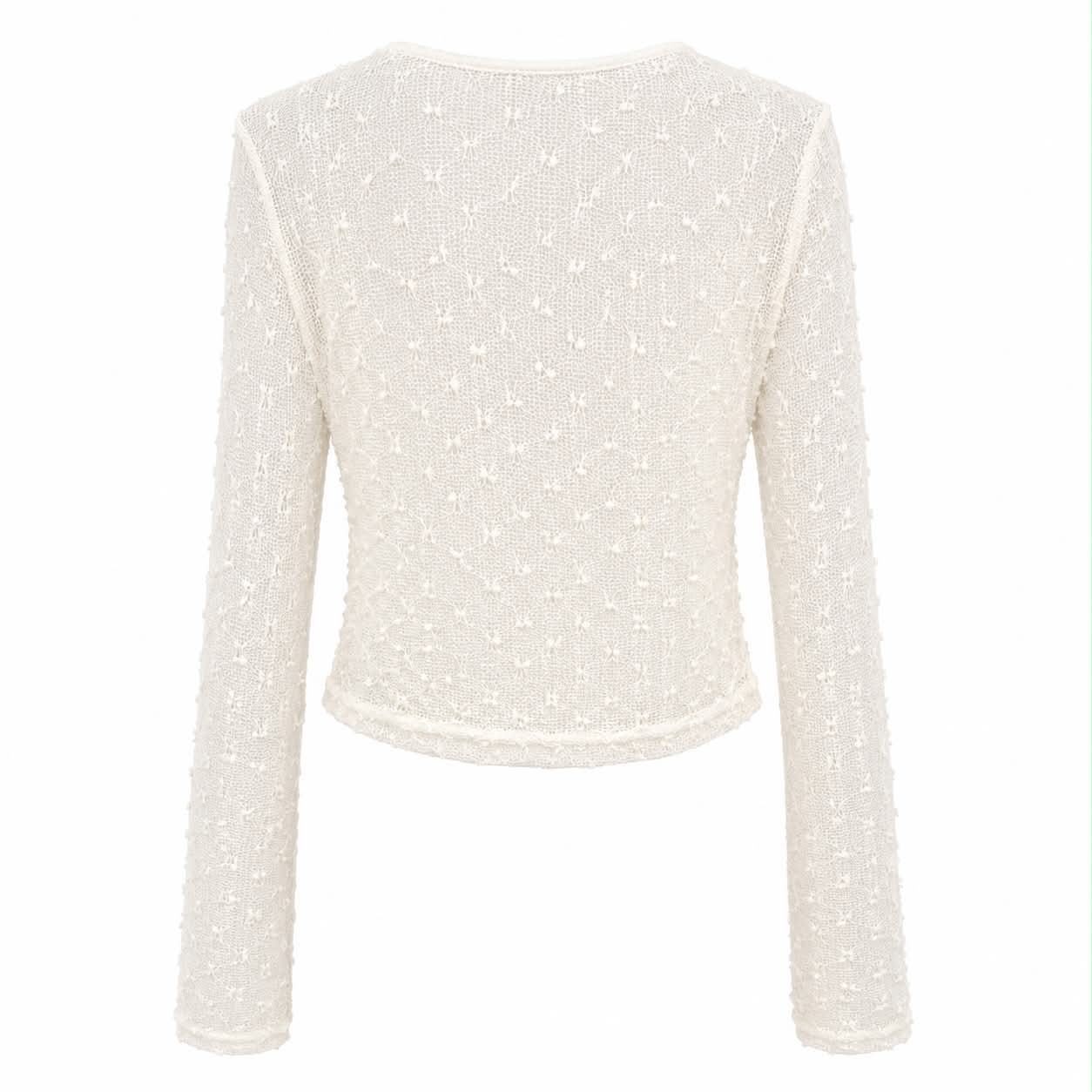 Top in Maglia Bianco con Scollo Drappeggiato