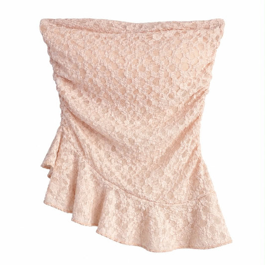 Top Rosa Cipria in Pizzo con Balza