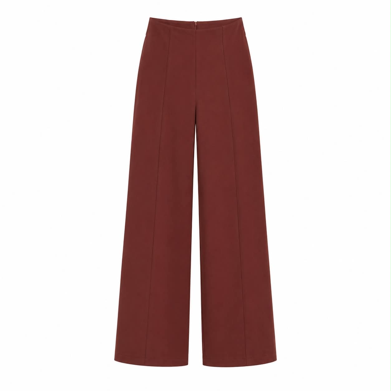 Pantaloni Sartoriali a Gamba Larga a Vita Alta – Bordeaux / Burgundy
