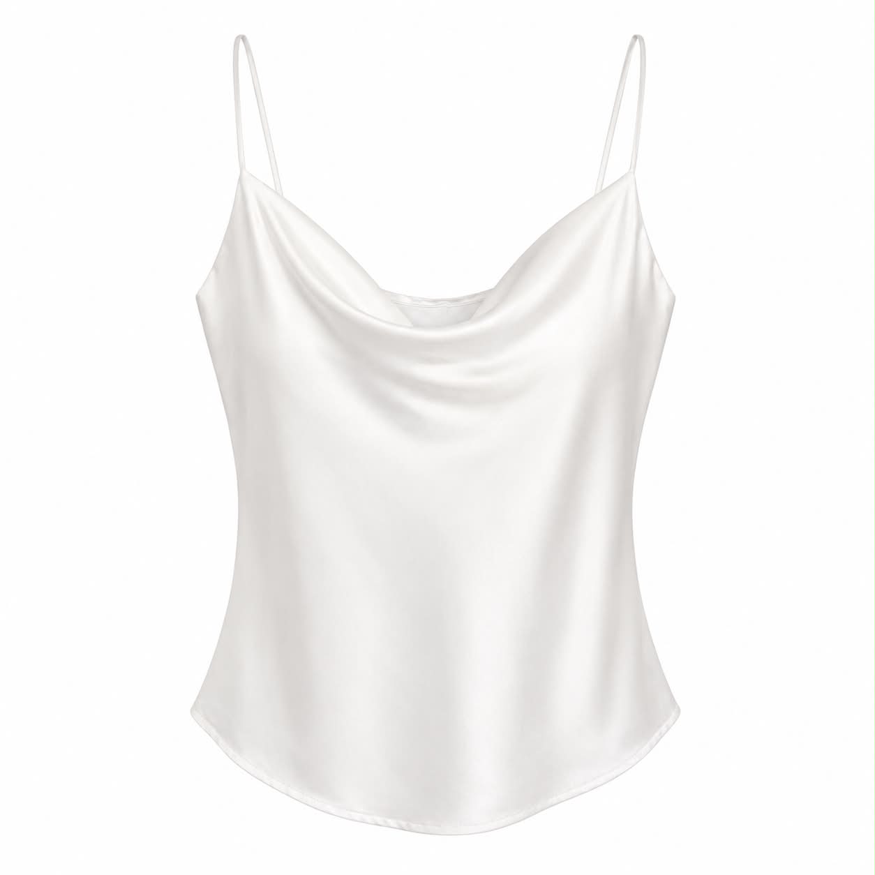 TOP SATINATO BIANCO CON SCOLLO MORBIDO