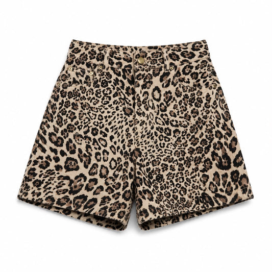 Shorts Animalier a Vita Alta