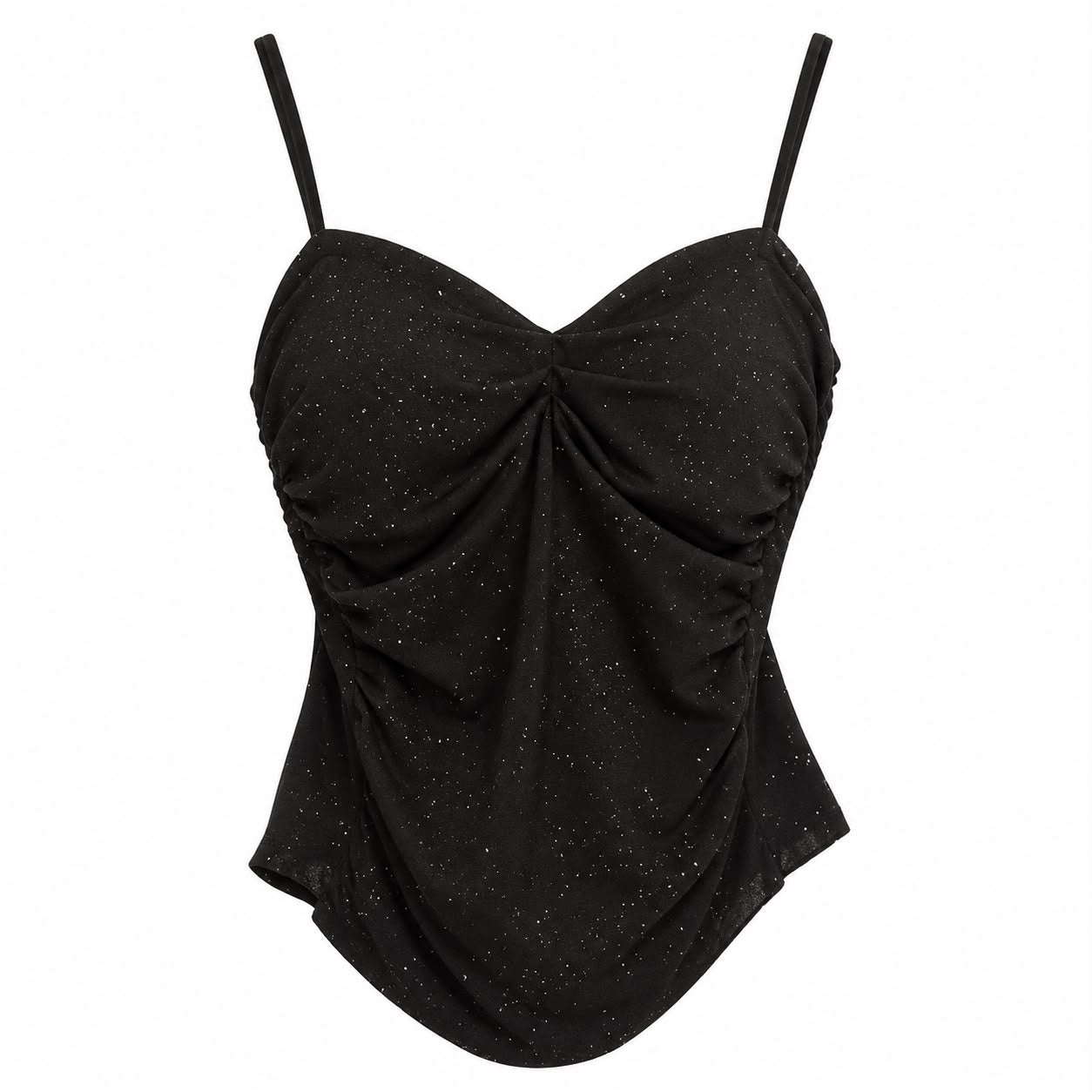Top Nero con Brillantini e Drappeggio