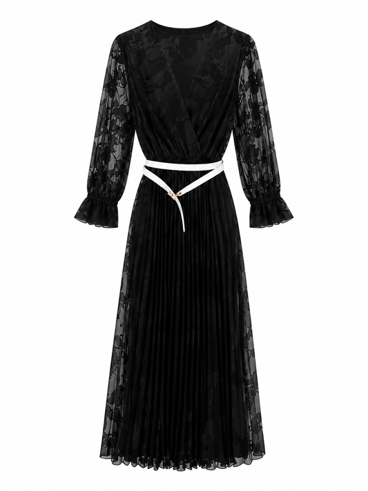 Abito Lungo Plissé Elegance Nero