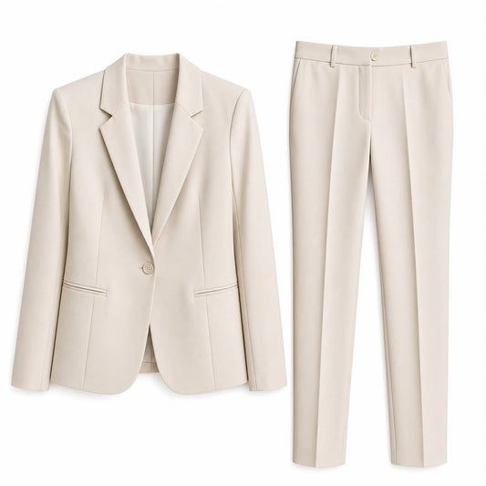 COMPLETO ELEGANTE BEIGE CON BLAZER E PANTALONI