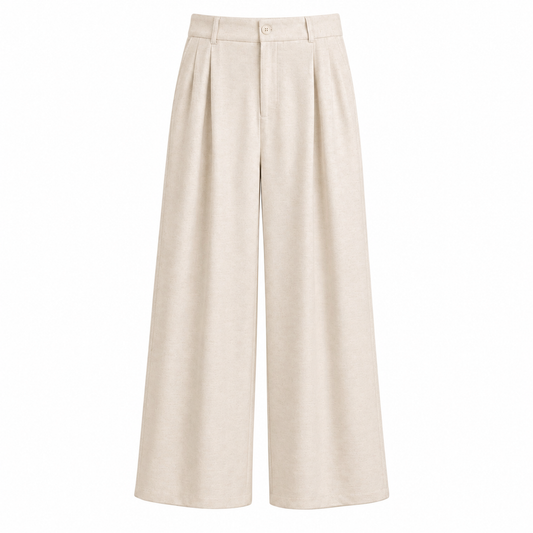 Pantaloni Wide Leg Beige Casual