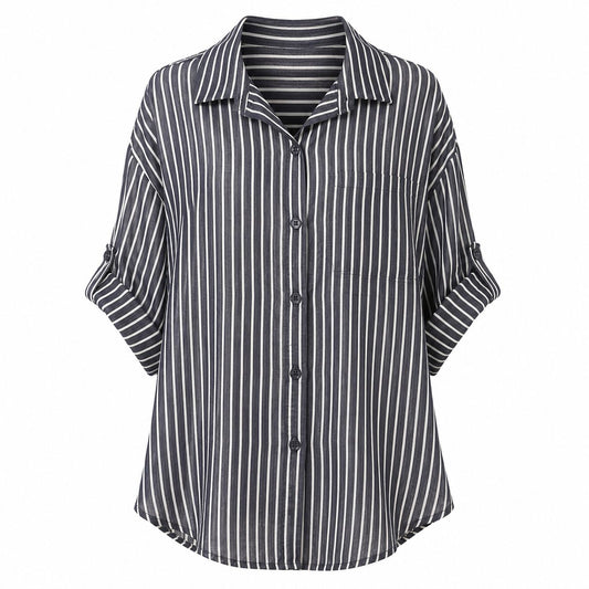 Camicia a Righe Grigio Antracite