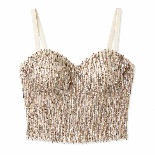 Top Gioiello Champagne con Frange Brillanti