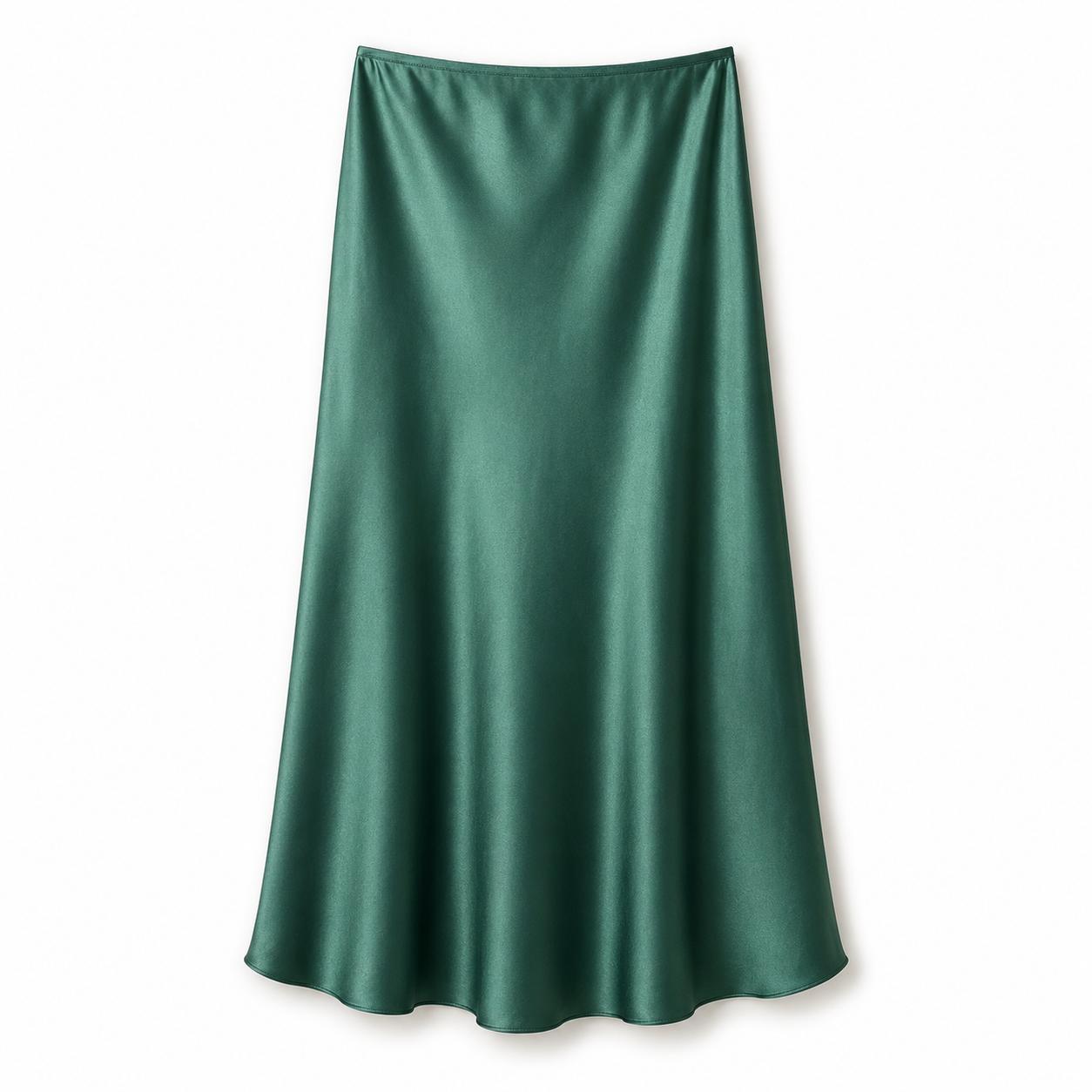 Gonna Satin Verde Smeraldo