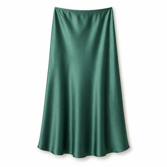 Gonna Satin Verde Smeraldo