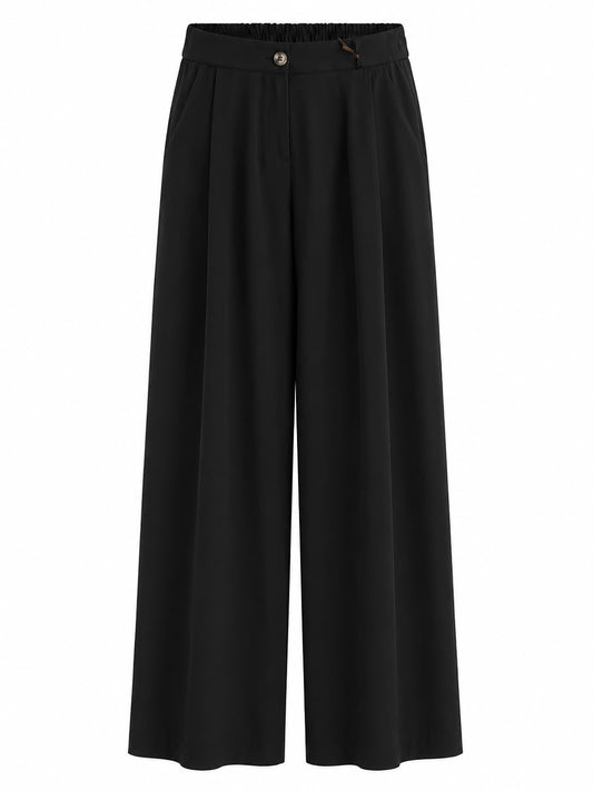 Pantalone Nero Palazzo a Vita Alta