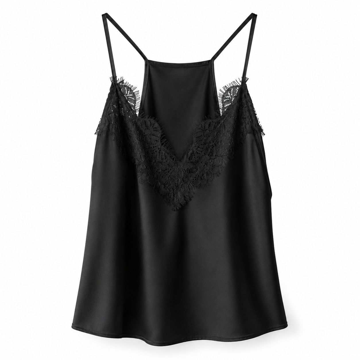 Top Satin Nero con Pizzo