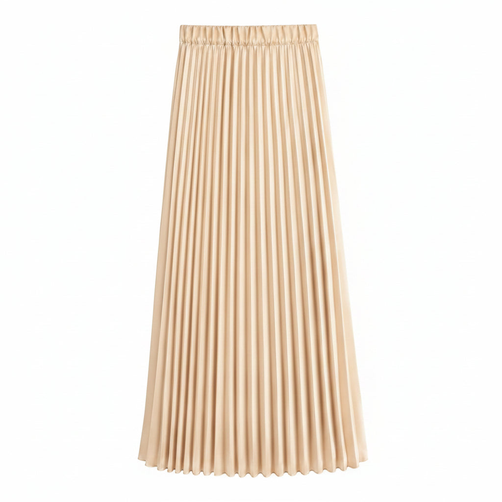 Gonna Plissettata in Raso Satin – Champagne