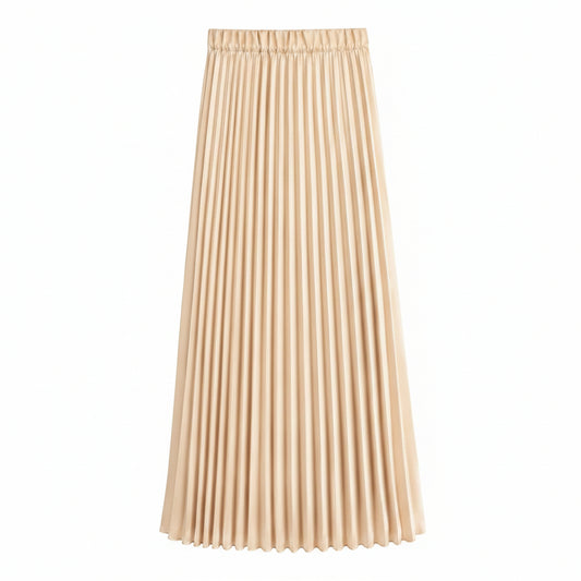 Gonna Plissettata in Raso Satin – Champagne