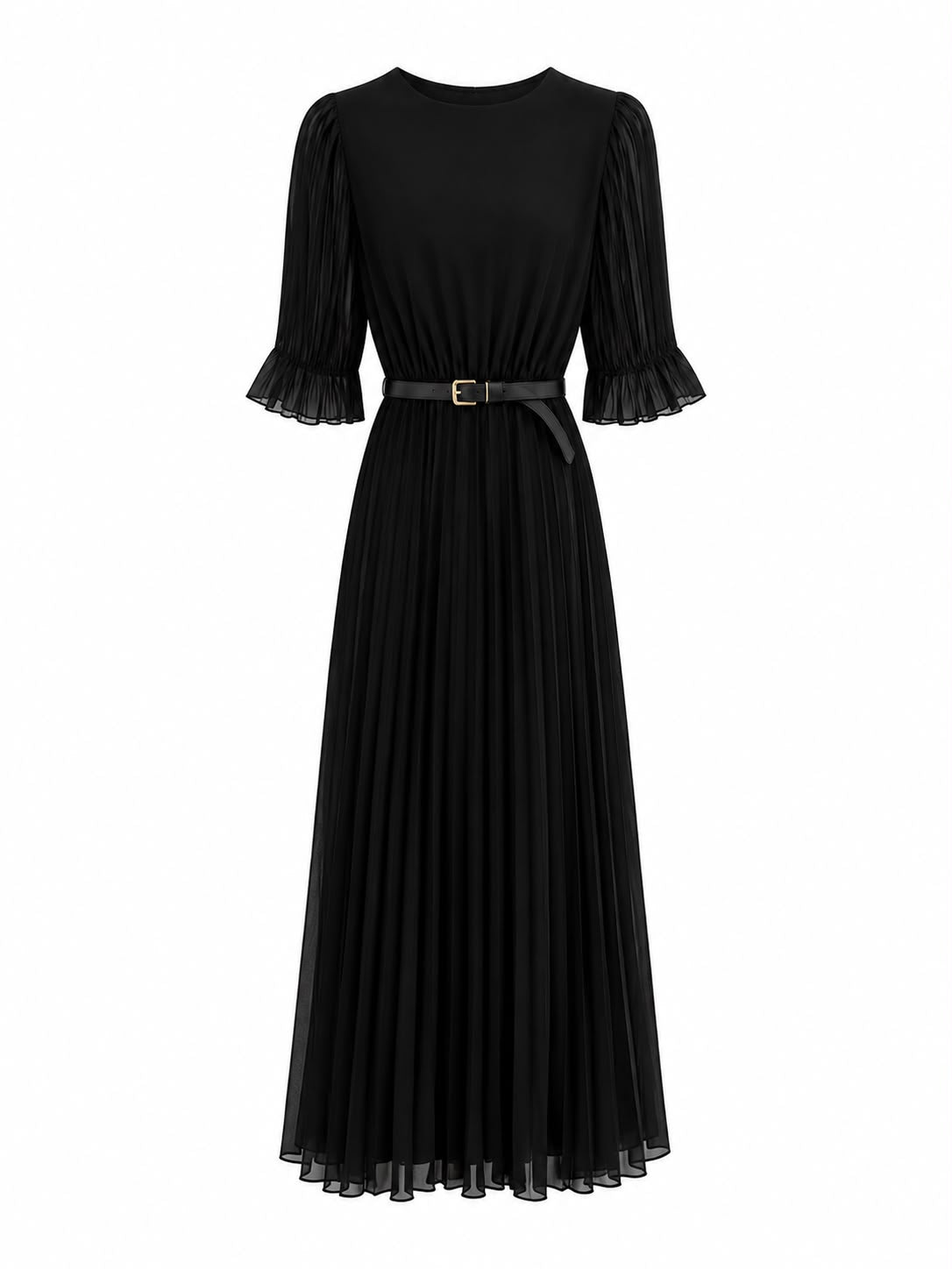 Abito Lungo Plissé Elegance Nero