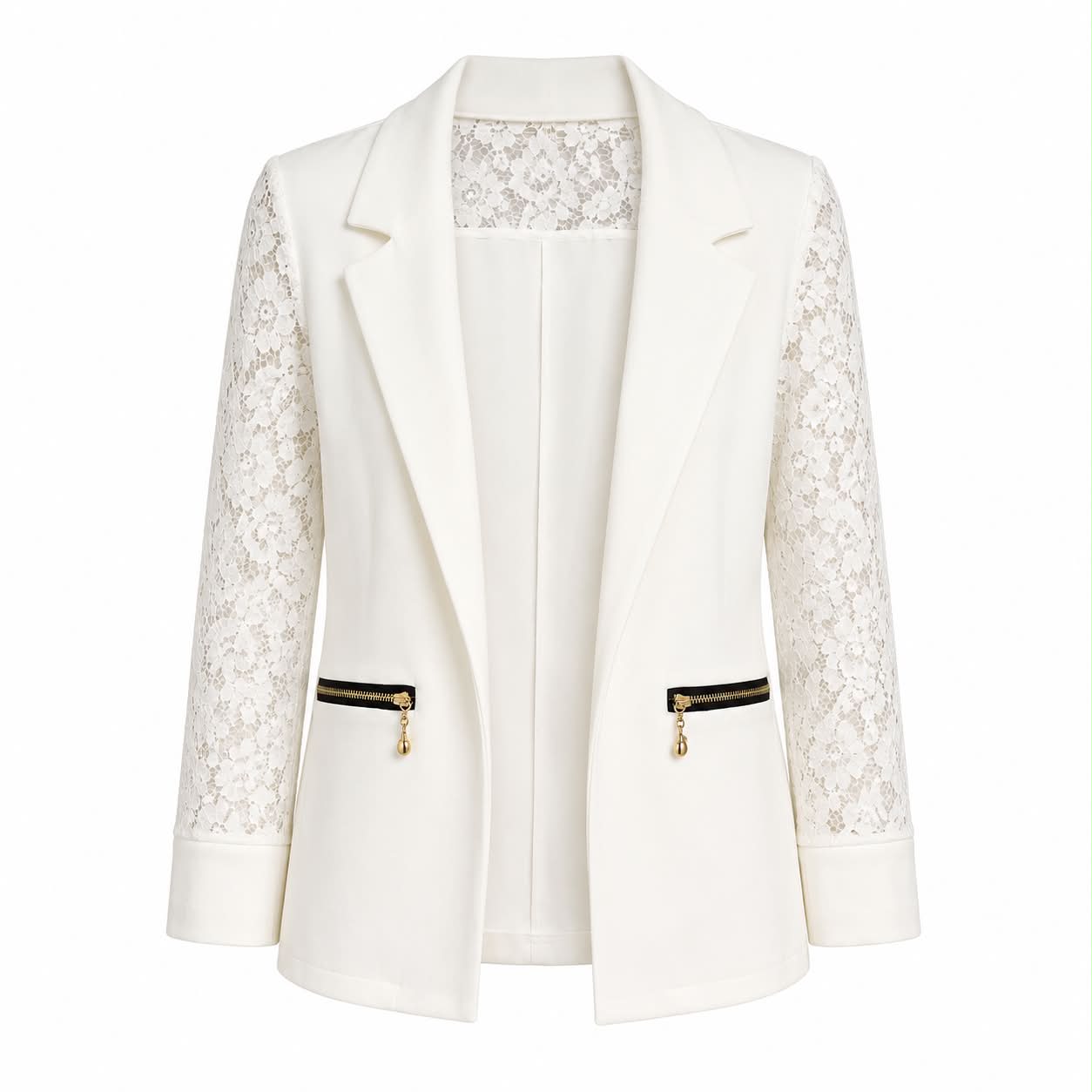 BLAZER ELEGANTE BIANCO CON PIZZO