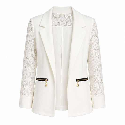 BLAZER ELEGANTE BIANCO CON PIZZO