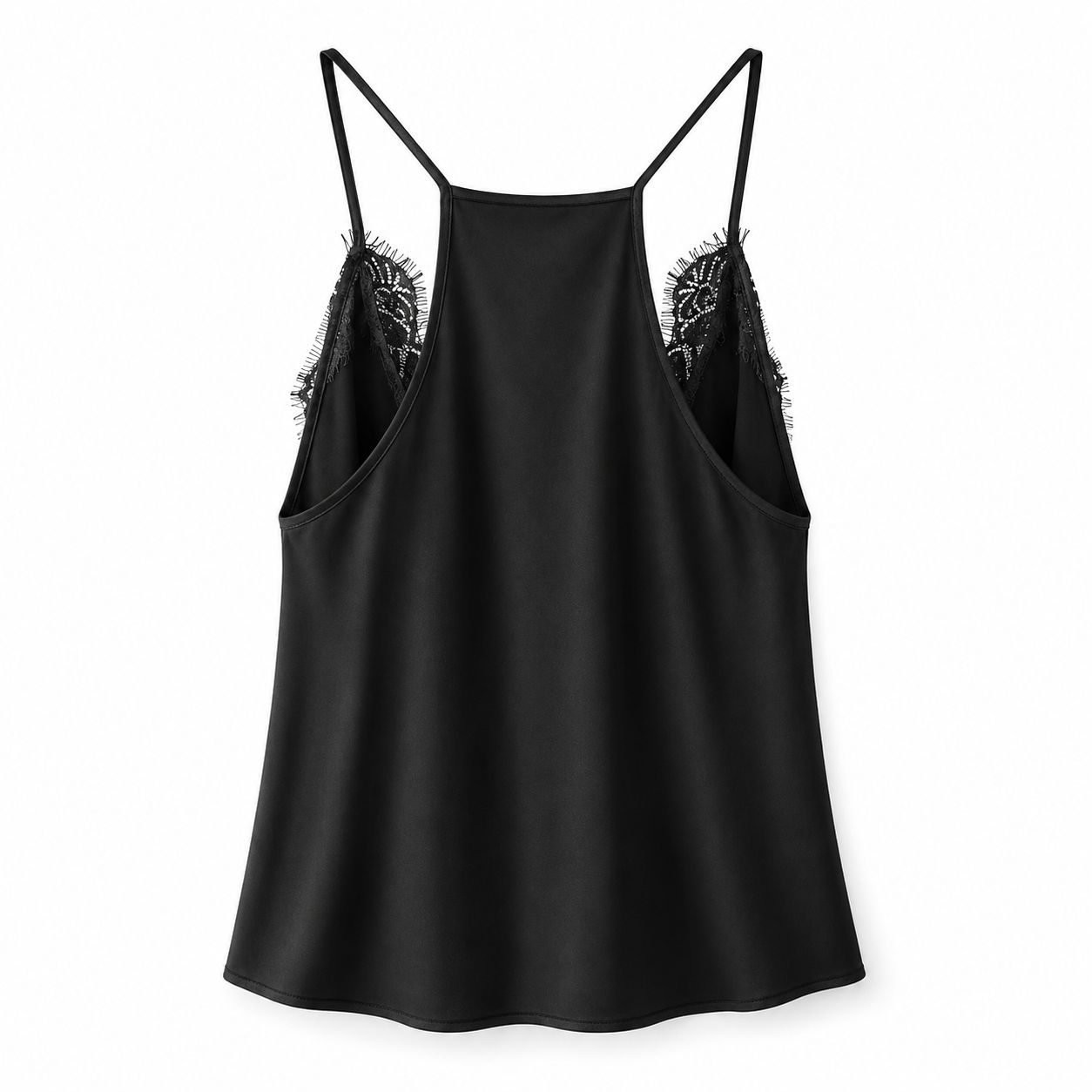 Top Satin Nero con Pizzo
